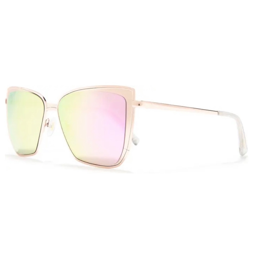 DIFF Grace Sunglasses Rose Gold Pink Iridescent Mirror Lenses Cateye NWT - Picture 3 of 10
